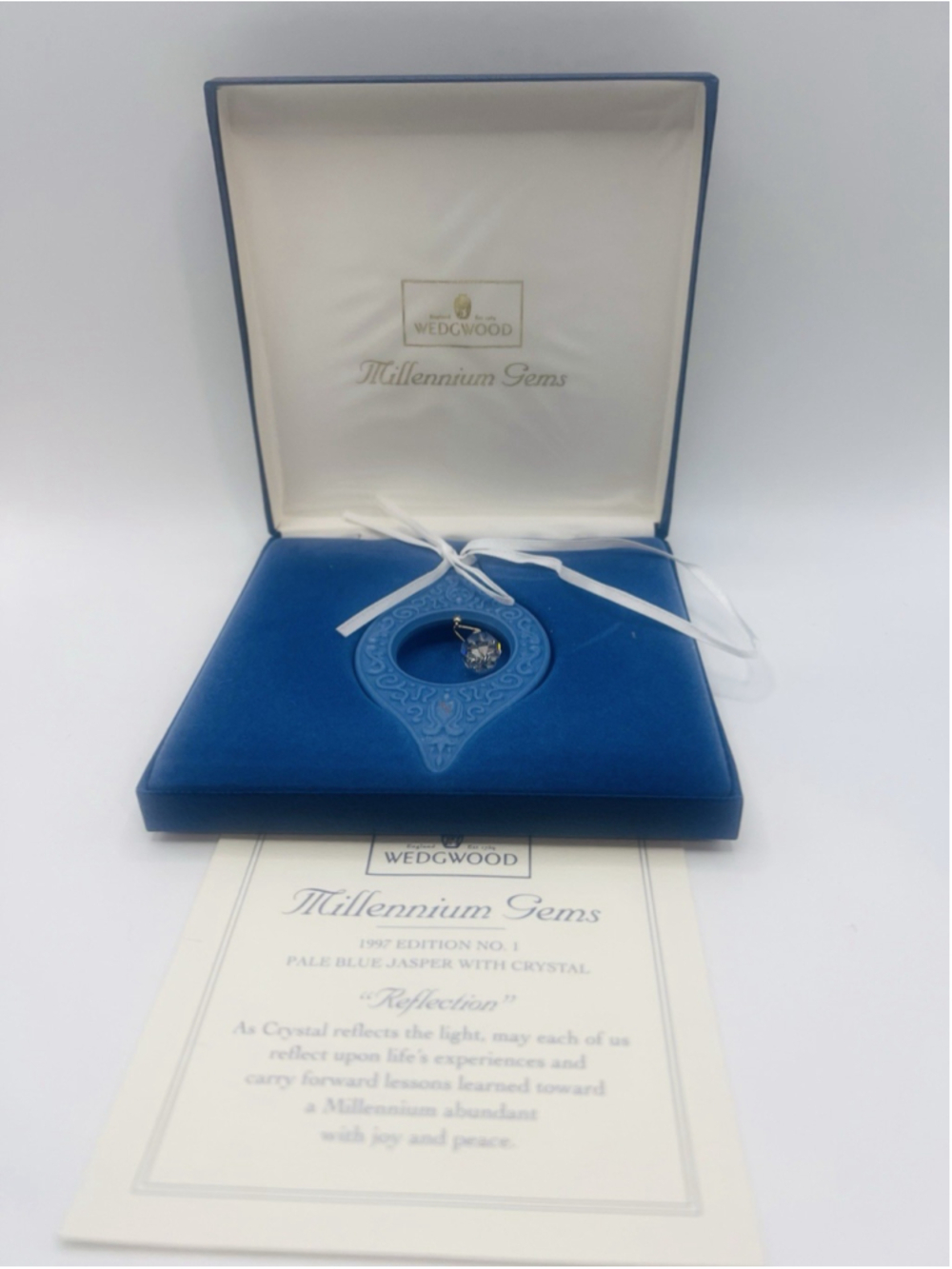 Wedgwood 1997 Blue Jasper Crystal Millennium Gem Ornament Reflection 1st Edition